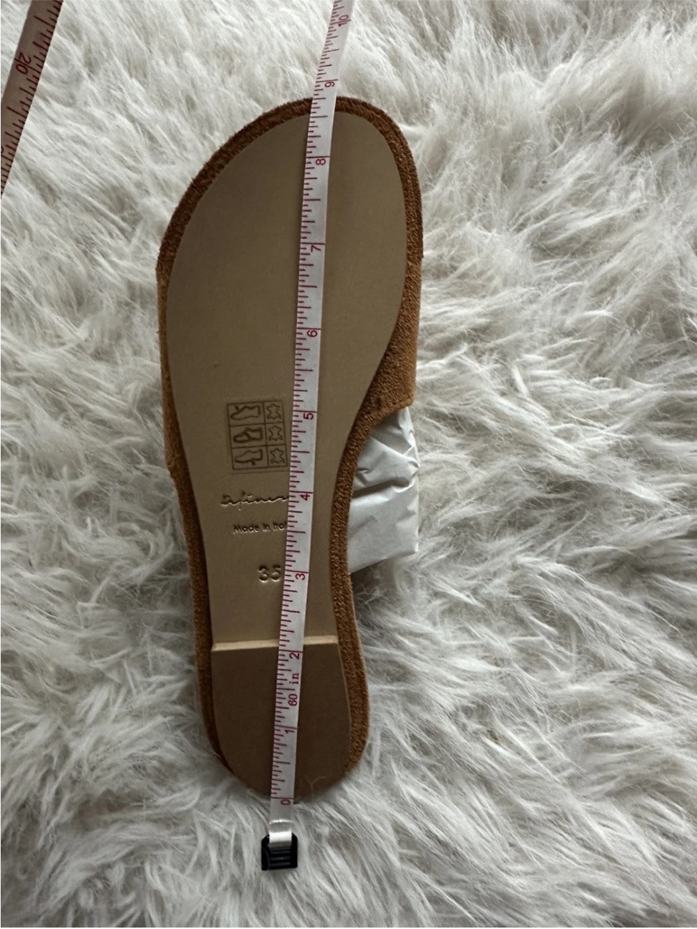 Made in Italy loop open leather Suede Sandal - Camel Brown 35 - Picture 12 of 13